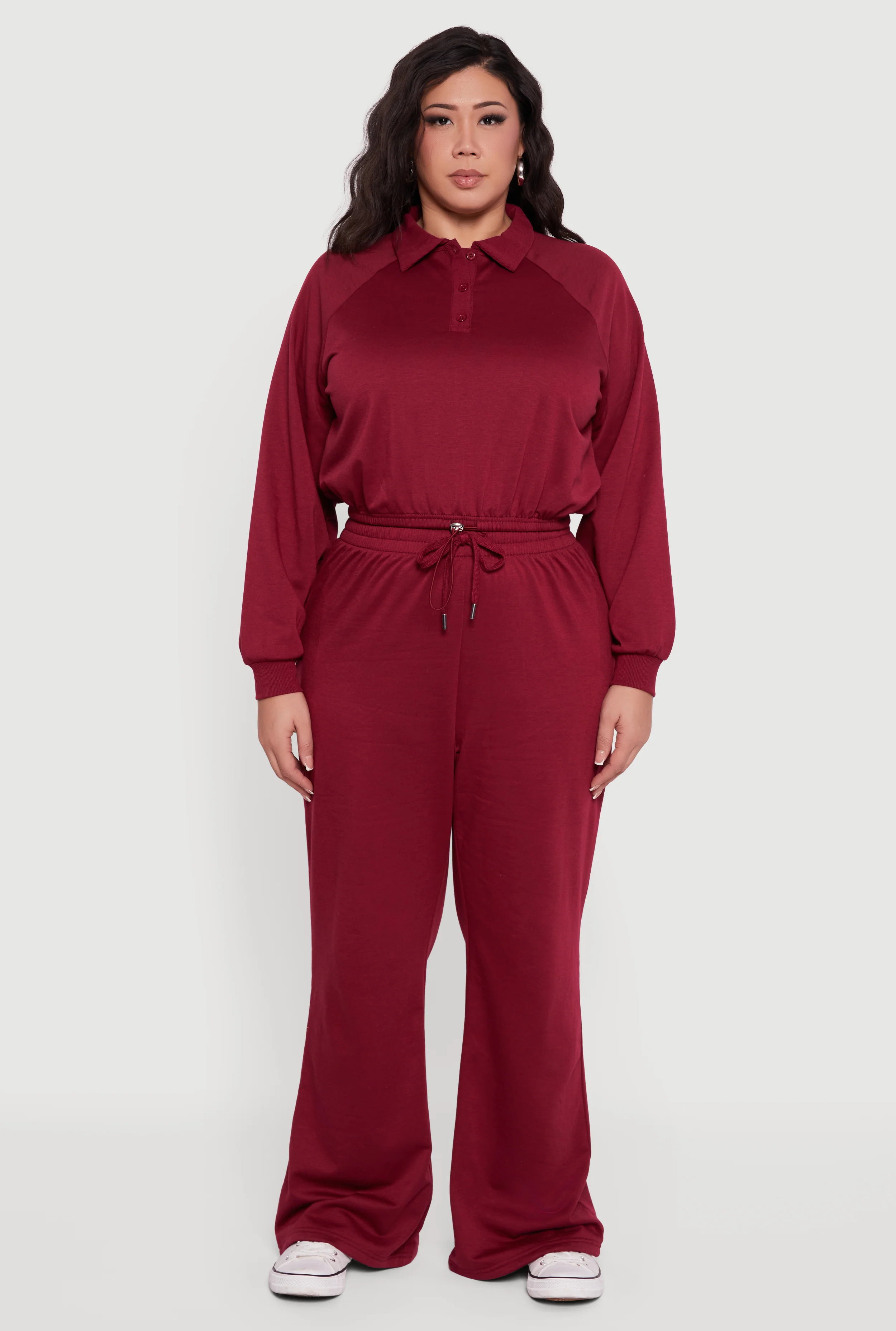 Plus Size Drawstring Waist Wide Leg Sweatpants