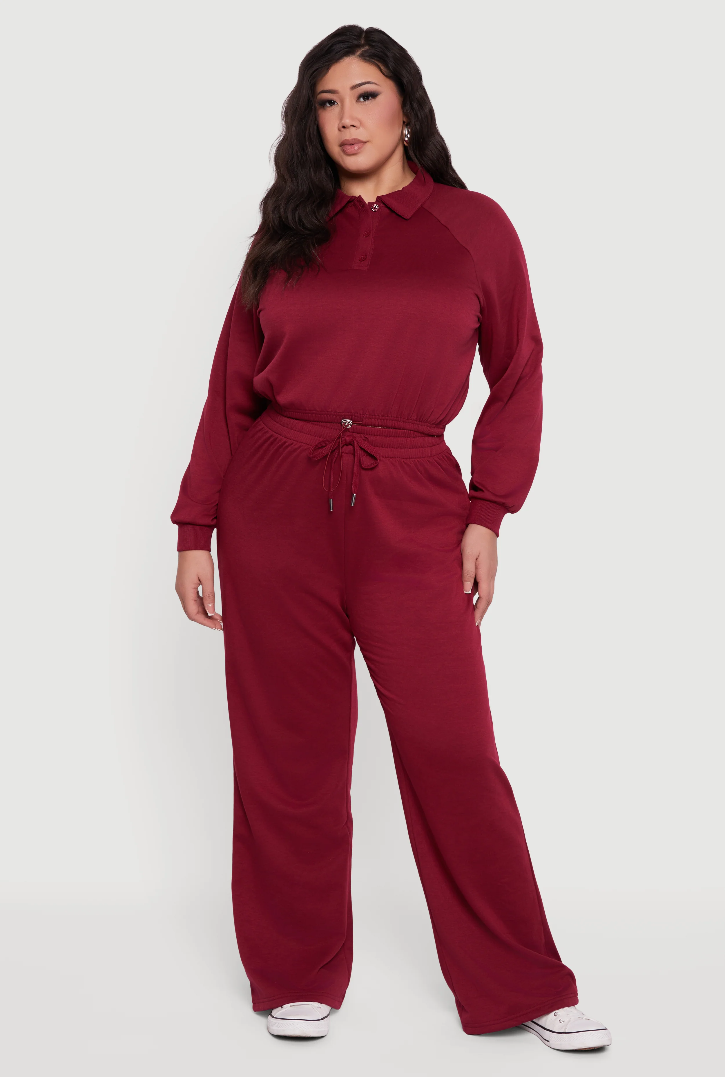 Plus Size Drawstring Waist Wide Leg Sweatpants