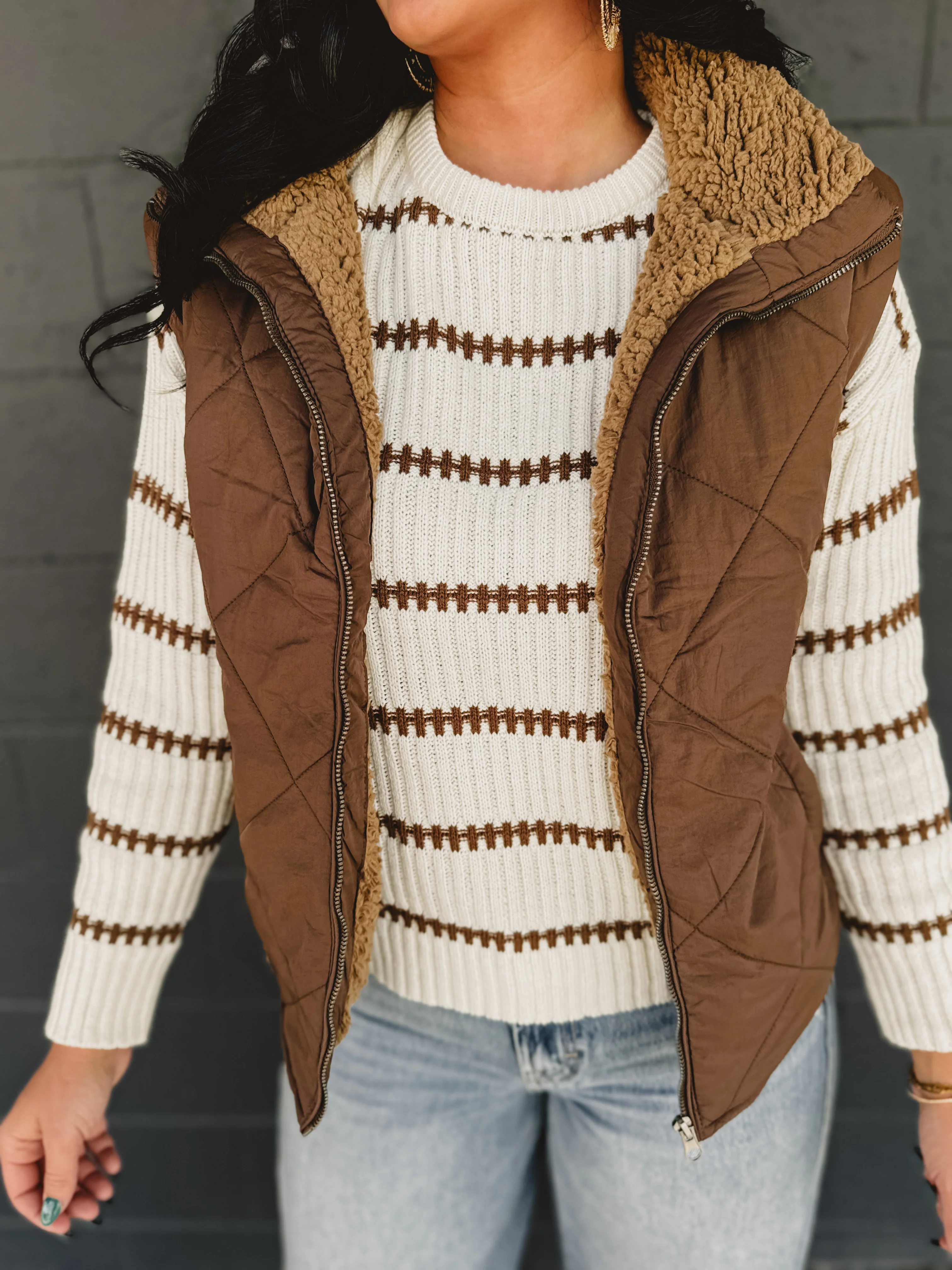 Lined Puffer Vest - Dark Brown